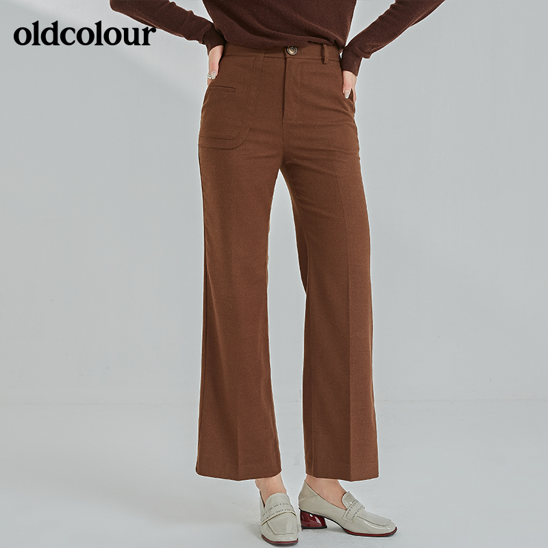 oldcolour2021冬季新款气质百搭高腰显瘦微喇休闲裤N41073153