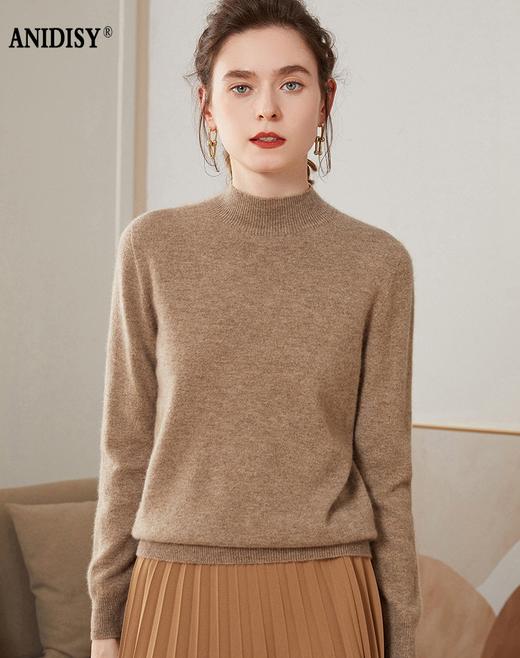 一线成衣无缝一体半高领长袖针织羊绒衫 商品图0