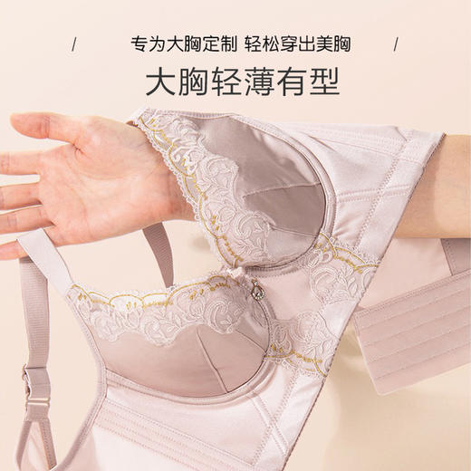 聚拢上托 侧收副乳 矫正外扩 防下垂 透气薄款 华冠丽服薄款调整型文胸 商品图2