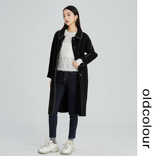 oldcolour2022冬季新款高端气质赫本风长款双面毛呢大衣外套女 商品图2
