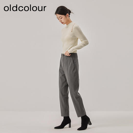 oldcolour2022冬季新款高腰显瘦气质百搭休闲直筒西装九分裤女 商品图4