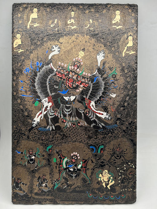 石板画唐卡-大威德金刚（黑） 商品图0