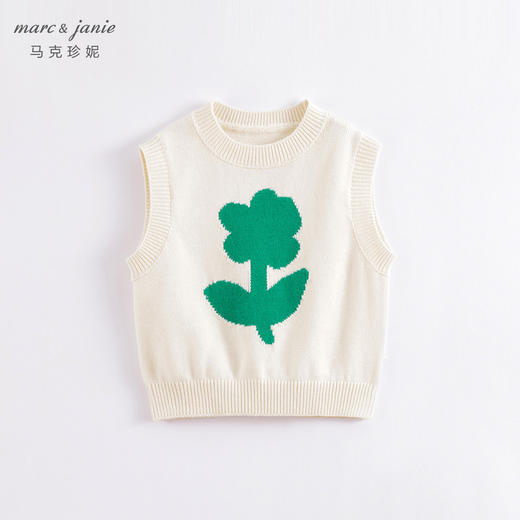 marcjanie马克珍妮春装新款 女童撞色小花圆领针织马甲230123 商品图2