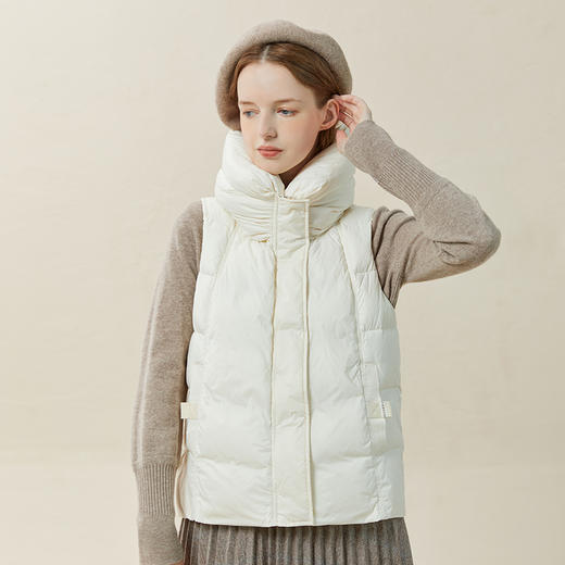 Famecoco范可儿羽绒服马甲女白鸭绒立领修身轻薄坎肩外套F228CA029 商品图0