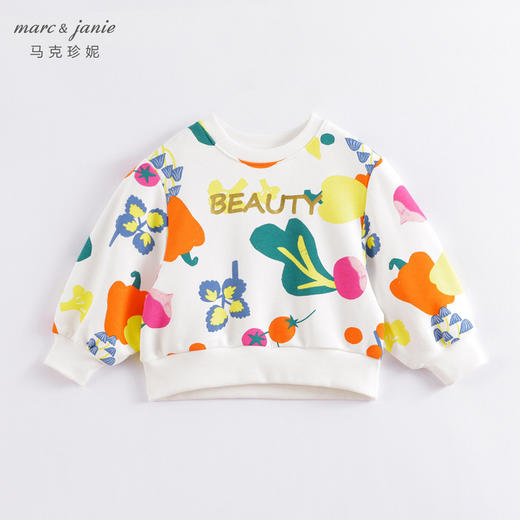 马克珍妮春装新款 女童北欧风满印宽松套头卫衣230298 商品图0