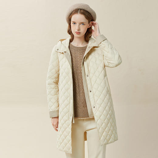 famecoco范可儿冬季外套女翻边袖羽绒服中长款原创设计F228AL001 商品图0