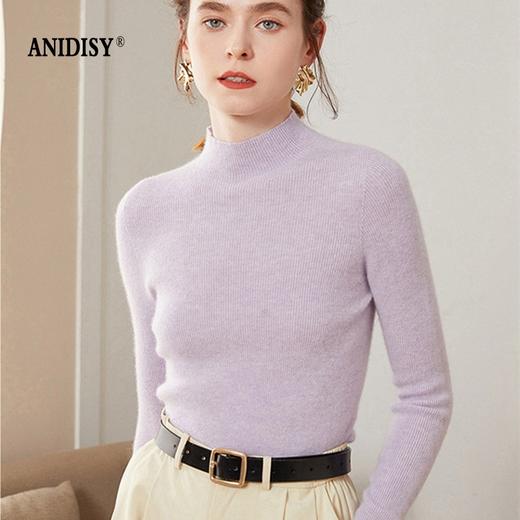 厚羊绒一线成衣山羊绒半高领长袖抽条套头毛衣 商品图4