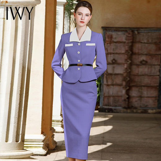 IWY/香芋紫气质名媛小香风套装女洋气减龄收腰显瘦短外套半身裙两件套CS1682 商品图0