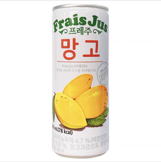 韩国涞可桃子汁味芒果汁味饮料易拉罐240ml 商品图1