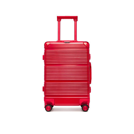 银座PC铝框旅行箱飞机轮商务登机箱密码锁拉杆箱男女6618K活力红6618RED 商品图2