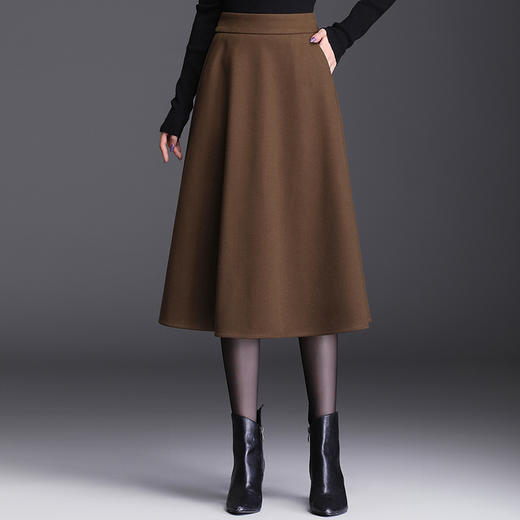 MYX-JYM-30212-L过膝长款纯色简约修身时尚A字裙 商品图0