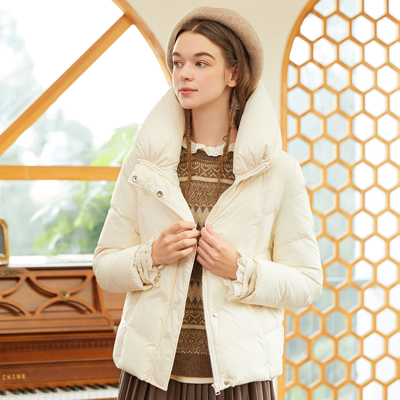 Famecoco范可儿羽绒服女短款立领小个子冬季纯色羽绒衣F228AJ007