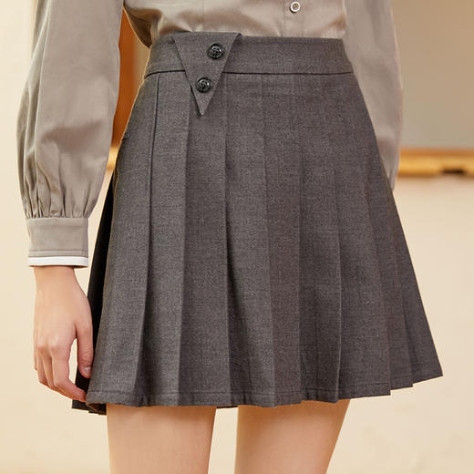 Famecoco范可儿羊毛百褶短裙内衬防走光a字裙裤显瘦遮胯F228GE003 商品图0