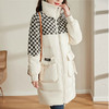白鸭绒羽绒服冬季中长笑脸棋盘过膝格保暖立领厚外套ZS-7006 商品缩略图2