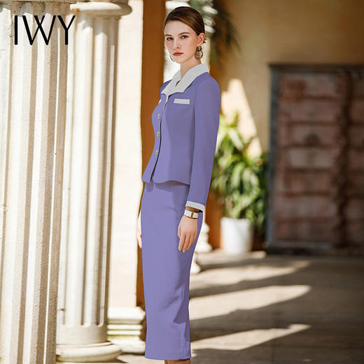 IWY/香芋紫气质名媛小香风套装女洋气减龄收腰显瘦短外套半身裙两件套CS1682 商品图4