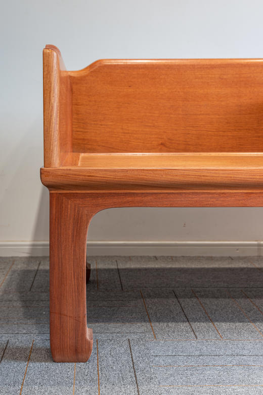 红桥红  家具严选  缅甸花梨（大果紫檀）【208 直腿罗锅枨 三围独板罗汉床 两件套】 商品图2