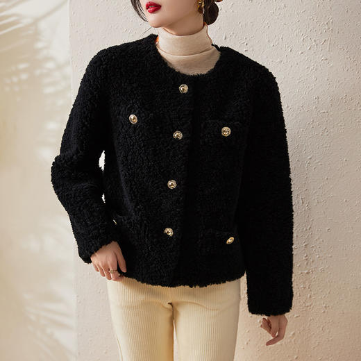 WLZD-2225505高奢三色显白鸢尾紫雅菲绒羊毛皮毛一体名媛香风外套 商品图2