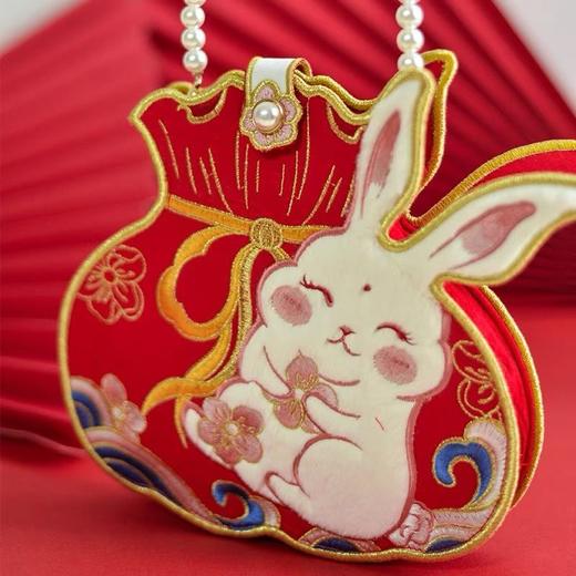 汉服配饰斜挎包新款兔兔双面绣花包可爱古风百搭过年包包 商品图1