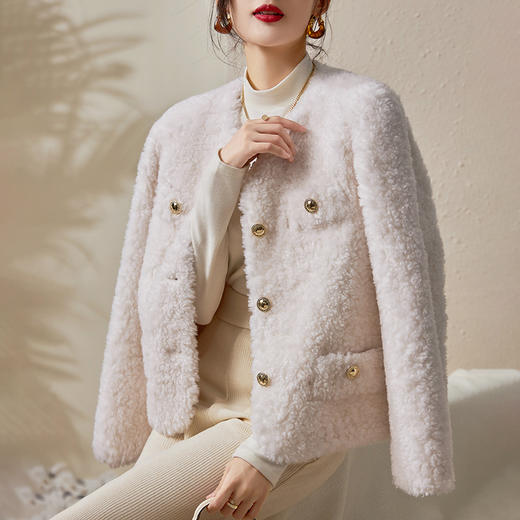 WLZD-2225505高奢三色显白鸢尾紫雅菲绒羊毛皮毛一体名媛香风外套 商品图1