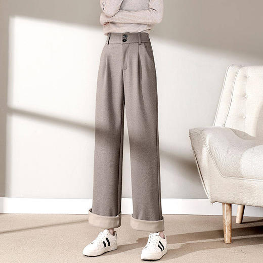 【遮肉毛呢西裤】秋冬垂感阔腿裤，羊绒般保暖垂顺，腿粗女孩的救星，上身显瘦10斤显高8cm 商品图6