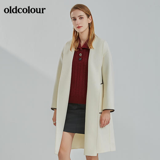 oldcolour2021冬季新款时尚气质收腰显瘦中长款毛呢外套N41156136 商品图1