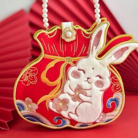 汉服配饰斜挎包新款兔兔双面绣花包可爱古风百搭过年包包