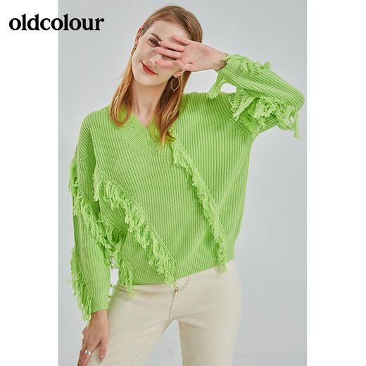 oldcolour2021冬季新款时尚气质宽松慵懒风毛织套头衫N41052119 商品图3