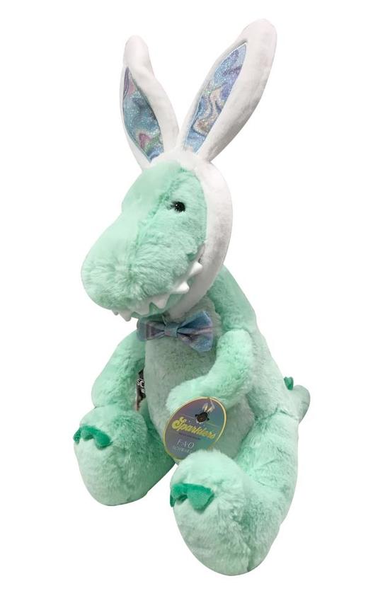 FAO玩具毛绒兔耳朵霸王龙绿色12英寸玩偶 商品图0