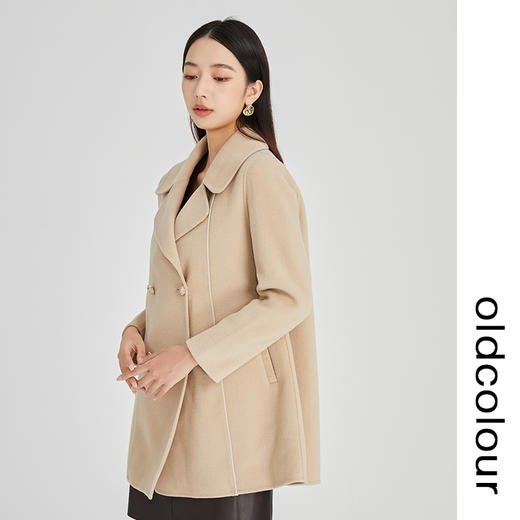 oldcolour2022冬季新款宽松气质简约中款双面呢羊毛大衣外套女 商品图1