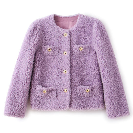 WLZD-2225505高奢三色显白鸢尾紫雅菲绒羊毛皮毛一体名媛香风外套 商品图4