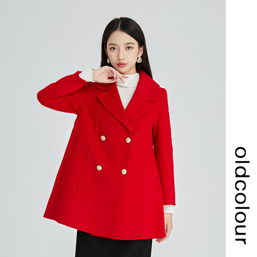 oldcolour2022冬季新款宽松气质简约中款双面呢羊毛大衣外套女 商品图3