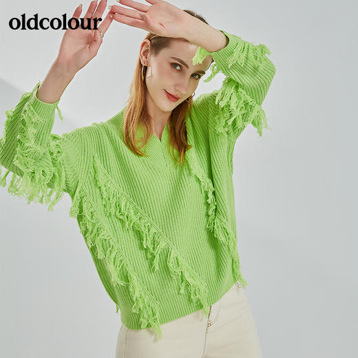oldcolour2021冬季新款时尚气质宽松慵懒风毛织套头衫N41052119 商品图1