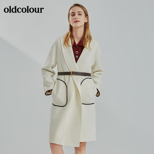 oldcolour2021冬季新款时尚气质收腰显瘦中长款毛呢外套N41156136 商品图3