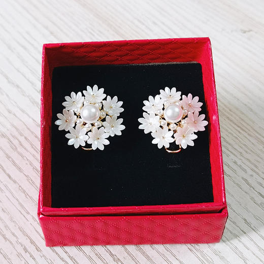 JU-AB-29新款个性时尚花朵夸张耳环女韩国气质甜美珍珠雪花耳扣耳钉 商品图2