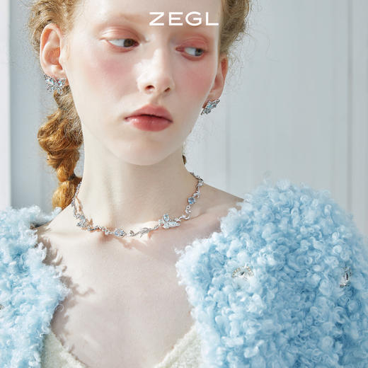 ZEGL设计师冰凝城堡系列蝴蝶耳环女耳钉小众设计感银针夏天耳饰品 商品图5