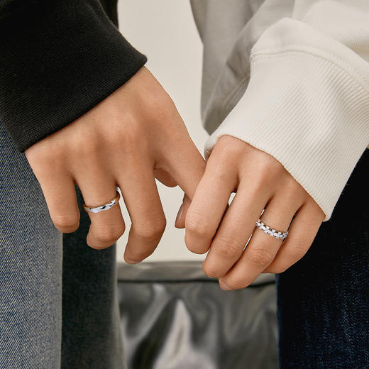 卡蒂罗心动涟漪情侣对戒一对纯银款戒指小众设计男女2022年新款潮 商品图2