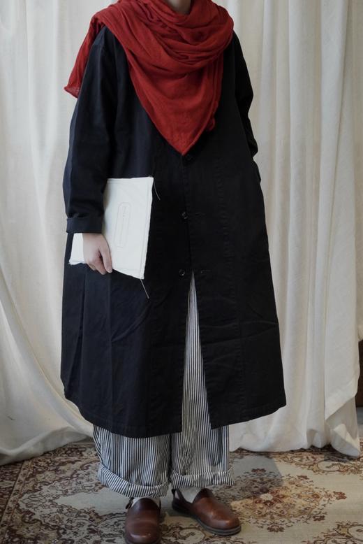 (5折) HARVESTY 卡其/黑色长外套大衣 商品图0