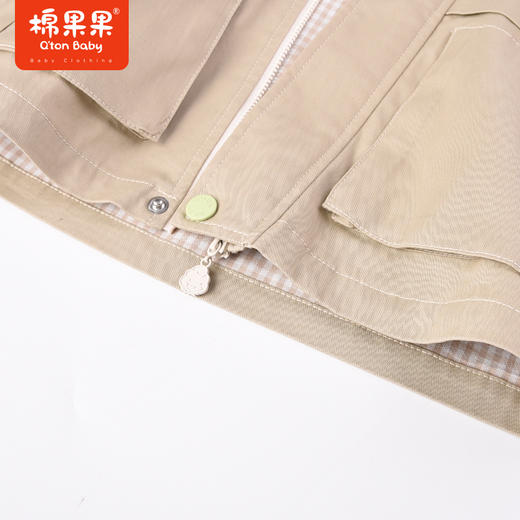 棉果果商场同款春季新品时尚连帽风衣男童经典外套风衣中长款内带里子帅气帽子不可拆M112130223006 商品图3