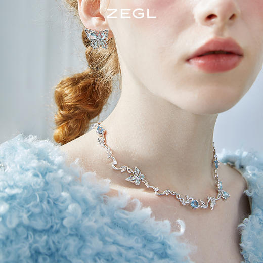 ZEGL设计师冰凝城堡系列蝴蝶耳环女耳钉小众设计感银针夏天耳饰品 商品图3