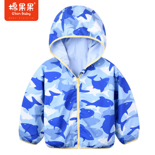 棉果果商场同款春季新品男童内带里子印花连帽外套小清新上衣开衫满印海豚百搭M112100323016 商品图7