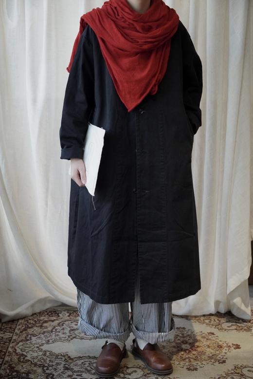 (5折) HARVESTY 卡其/黑色长外套大衣 商品图9