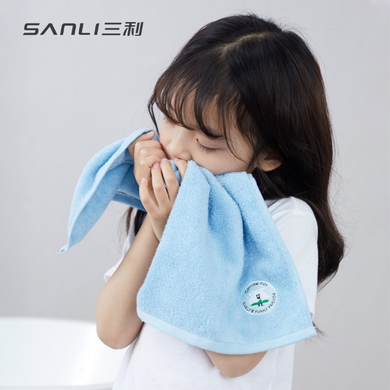三利儿童毛巾4条装 纯棉洗脸洗澡小面巾宝宝柔软家用吸水不易掉毛