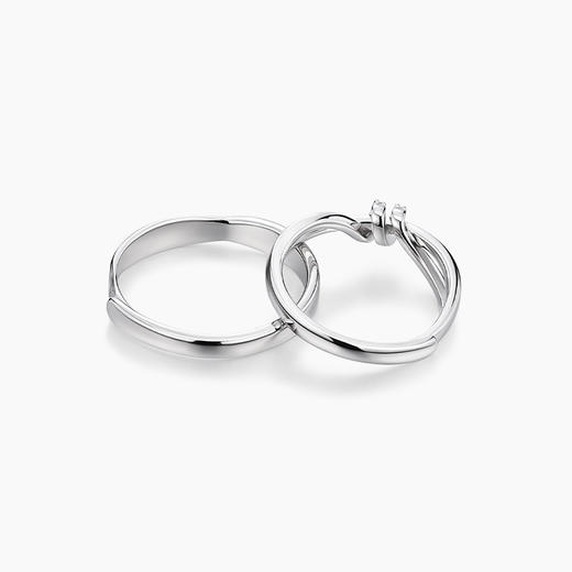 KADER卡蒂罗 爱意交织情侣对戒 S925银 开口可调节戒指 一对 男女同款情侣款 （女戒不支持刻字） 商品图2