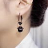 JU-FE-316秋冬新款黑珍珠耳环文艺复古耳扣银针时尚冷淡风个性小众夸张耳饰 商品缩略图3