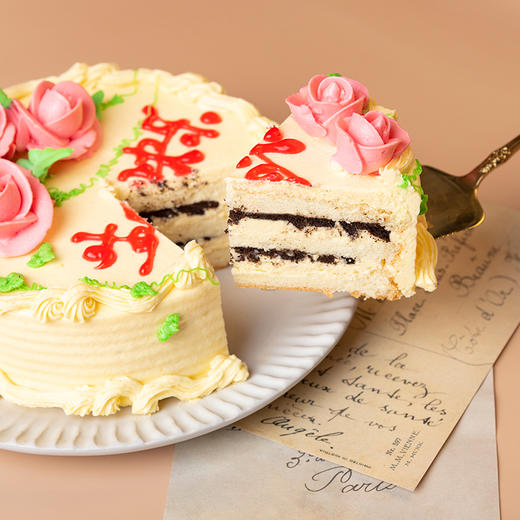 老式裱花白脱奶油蛋糕 商品图3