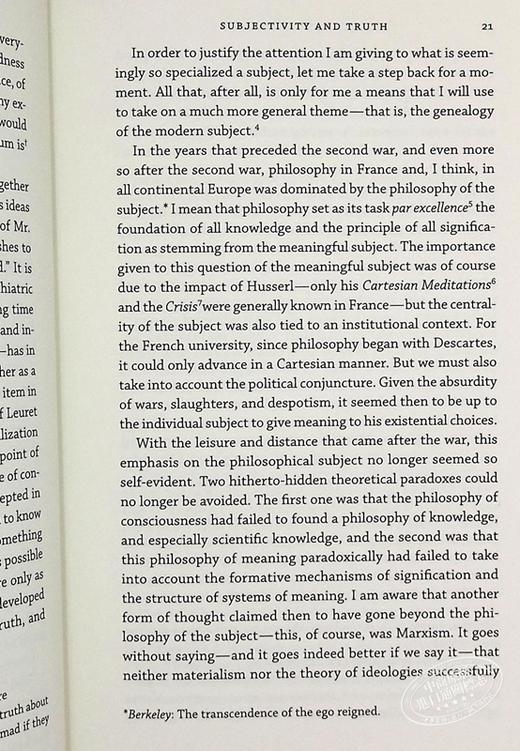 【中商原版】福柯：主体解释学 英文原版 About the Beginning of the Hermeneutics of the Self Michel Foucault 商品图7