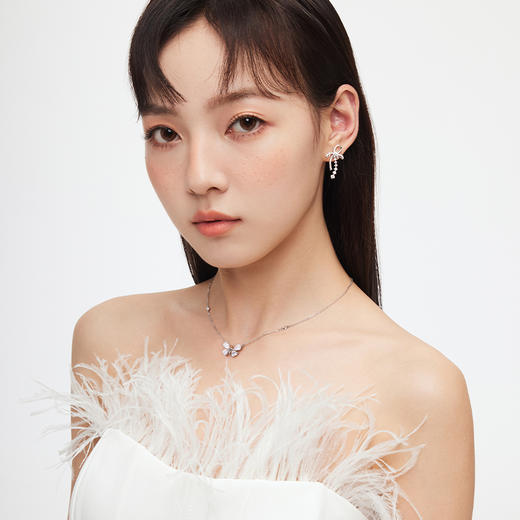 卡蒂罗冰晶蝴蝶项链女纯银轻奢小众设计款锁骨链时尚2022年新款 商品图4
