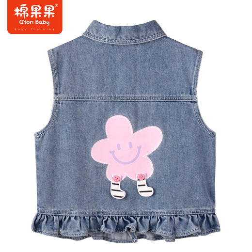 棉果果商场同款春季新品女童复古做旧时尚牛仔马夹花边甜美时尚百搭上身效果好M122171223046 商品图6