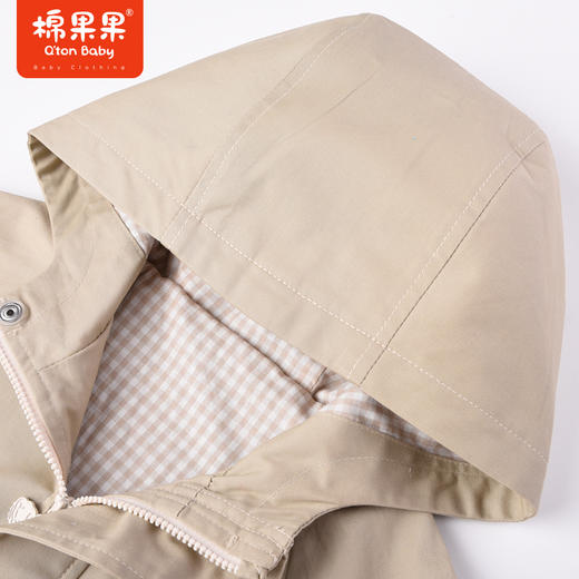 棉果果商场同款春季新品时尚连帽风衣男童经典外套风衣中长款内带里子帅气帽子不可拆M112130223006 商品图5