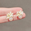 JU-AB-39韩国秋冬新款耳环小众设计感人鱼姬珍珠猫眼石花朵耳钉耳饰女 商品缩略图4